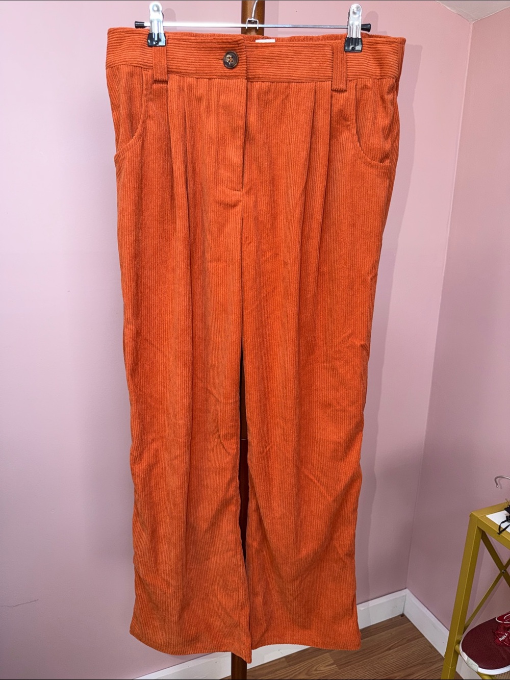 Women's Corduroy Wide-Leg Pants in Burnt Orange
